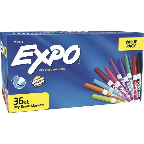 Expo Dry-erase Markers, Fine Point, Nontoxic, 36/BX, Assorted PK SAN2138424